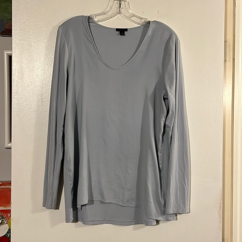 Ann Taylor blue scoop neck long sleeve tee
